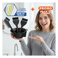 Pack12 Estuche para Mechas y Coloracion Capilar con Brochas y Bol Negro Y+Papel Regalo